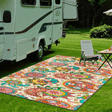 Impresión digital 2D plana con patrón tradicional, alfombra decorativa de estilo clásico, almohadilla interior para RV, alfombra para tienda, patio, entrada, camping, adecuada para camping al aire libre, senderismo, viajes en carretera, balcón, patio, cé