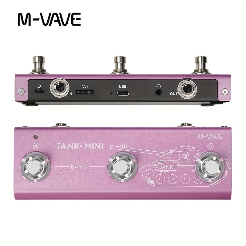 Pedal de efectos multi-función para guitarra/bajo M-VAVE TANK MINI - 21 presets, batería de 7 horas, control BT/Inalámbrico, interfaz de audio USB, más de 60 efectos (puerta de ruido, IR CAB, retraso, reverberación) para la recreación musical/actuación e