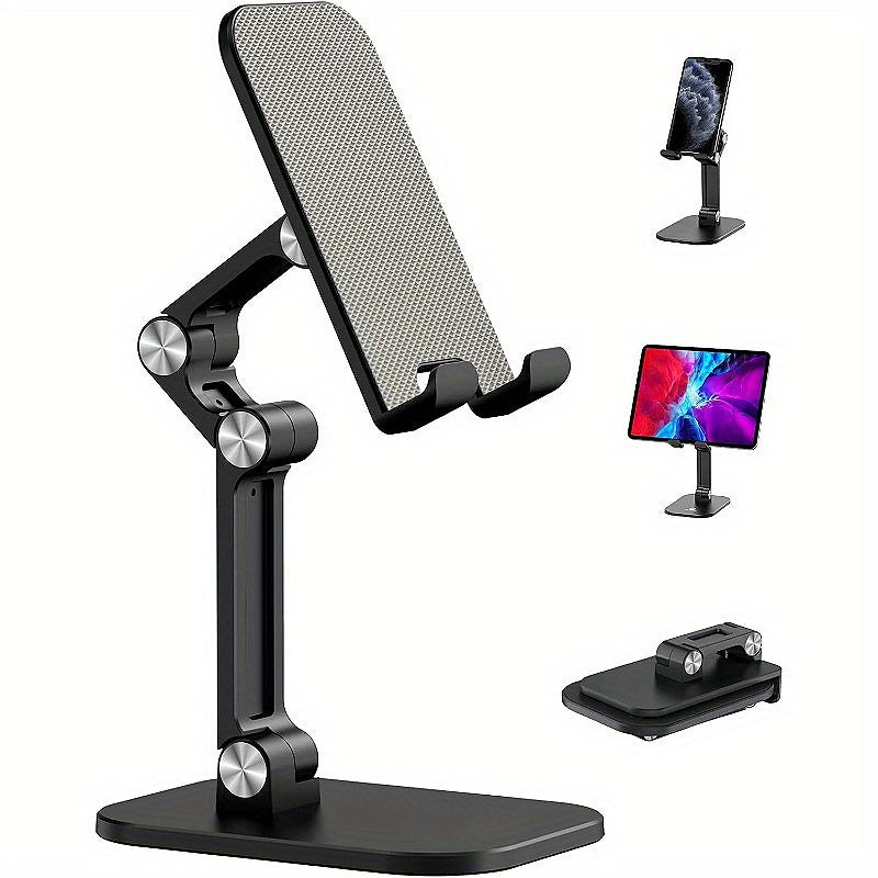 Soporte Ajustable para Teléfono 1pc, Material ABS, Plegable y Desmontable, Compatible con Smartphones/iPad/Tabletas de 10.16-27.94 cm, Almohadillas Antideslizantes y Antirrayaduras, Montaje de Escritorio - Negro, Soporte Ajustable para Gadget | Diseño Pl