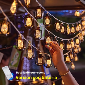 Luz de cuerda LED con botella de queroseno temática de Halloween, decoración para exteriores, funciona con baterías, plástico, luz amarilla, control por botón, sin pilas ni control remoto incluido (1 paquete)