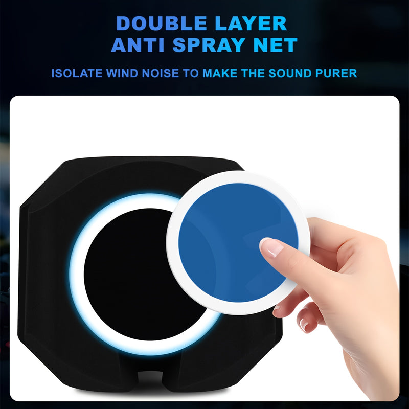 Protector de Micrófono Antiviento con Reducción de Ruido - Escudo para Grabación en Estudio con Acolchado, Compatible con Microfonos USB, Podcasting y Doblaje - Reduce el Sonido del Viento y Ambientes para Estudios Caseros, Cabinas Profesionales - Sin Ne