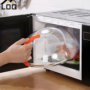 1pieza Cubierta de comida transparente para microondas, a prueba de aceite y salpicaduras, ventilación de vapor, fácil de agarrar, adecuada para hornos de microondas y suministros de cocina