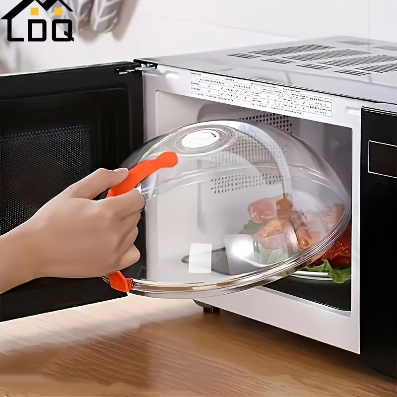 1pieza Cubierta de comida transparente para microondas, a prueba de aceite y salpicaduras, ventilación de vapor, fácil de agarrar, adecuada para hornos de microondas y suministros de cocina