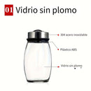 Juego de 7 Tarros de Especias de Vidrio con Organizador Giratorio - Incluye Saleros, Pimenteros y Azucareros - Perfecto para Almacenamiento y Organización de Cocina