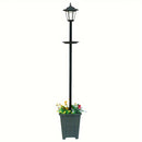 Comedero para pájaros solar retro con maceta inferior, ideal para decoración de jardín, lámpara solar creativa de doble nivel para ambiente exterior