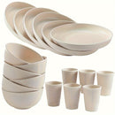 Juego de vajilla irrompible con temática navideña, 18 piezas - Platos, tazones y vasos negros, aptos para lavavajillas y microondas, ideal para cocina, residencias estudiantiles, campamentos, autocaravanas, picnics, reuniones festivas y aventuras al aire