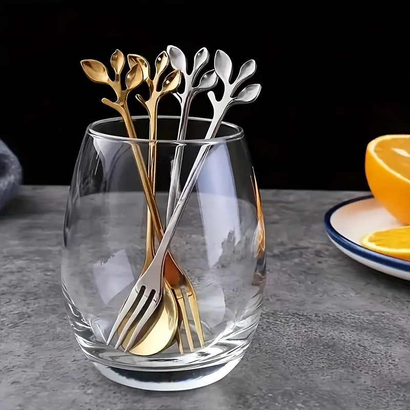 40 piezas, cuchara y tenedor de acero inoxidable dorado con diseño de flor de cerezo, utensilios de cocina elegantes, cuchara + tenedor, cubiertos para comedor y entretenimiento