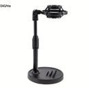 Soporte de Micrófono Ajustable para Escritorio con Soporte para Teléfono - Base Antideslizante y Resistente para Grabación, Juegos y Transmisiones - Negro