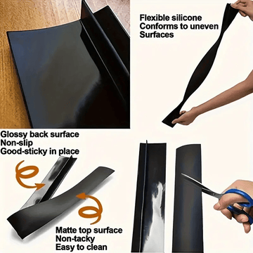 Rejilla de Sellado Integrada para Huecos de Estufa - Cubierta de Borde de Encimera de Alta Calidad para Relleno y Protección contra Salpicaduras, Tira Adhesiva Negra Duradera para Instalación de Estufas, Fácil Montaje en Electrodomésticos de Cocina