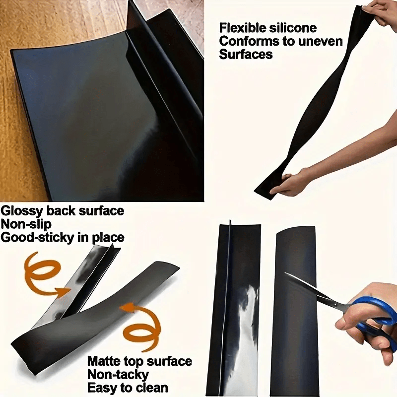 Rejilla de Sellado Integrada para Huecos de Estufa - Cubierta de Borde de Encimera de Alta Calidad para Relleno y Protección contra Salpicaduras, Tira Adhesiva Negra Duradera para Instalación de Estufas, Fácil Montaje en Electrodomésticos de Cocina