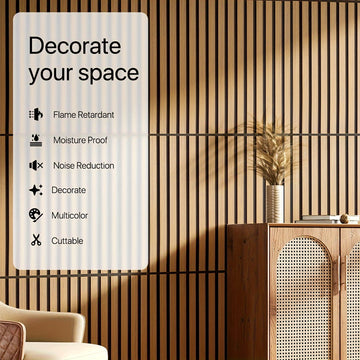 4pcs Paneles Absorbentes de Sonido de Tiras de Madera, Para Decoración de Moda y Reducción de Ruido, Paneles de Textura 3D para Techos y Paredes, Decoración Interior Moderna, Fondo de TV, Sala de Estar