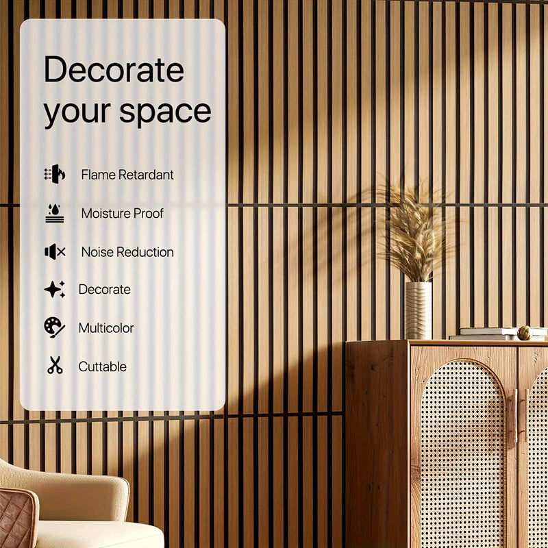 4pcs Paneles Absorbentes de Sonido de Tiras de Madera, Para Decoración de Moda y Reducción de Ruido, Paneles de Textura 3D para Techos y Paredes, Decoración Interior Moderna, Fondo de TV, Sala de Estar
