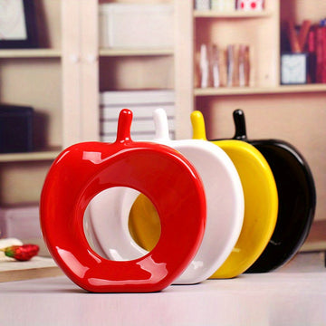 1pc Decoración de Manzana de Cerámica Chic y Moderna - Adorno Navideño Minimalista y Elegante para el Hogar, Acabado Brillante, Perfecto para la Mesa de la Sala de Estar y la Exhibición del Armario de Vinos