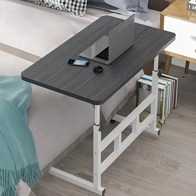 1pc Escritorio de Estilo Retro con Altura Ajustable - Sin Ruedas, Fácil Montaje, Tablero de Madera Suave y Resistente para Dormitorio, Sala de Estar, Oficina, Uso Interior, Muebles Modernos para Dormitorio, Marco Metálico