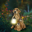 1pc Estatua de Luz Solar Exterior de Tres Pelo Dorado en Resina, Adorno para Patio y Jardín, Luz Ambiental Creativa para Balcón o Villa, Escultura Animal Decorativa, Regalo Ideal para Amigos o Día de la Madre