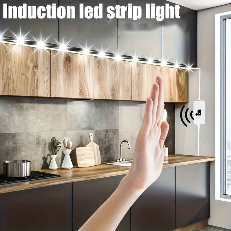 Tira de luces LED con sensor de barrido manual, 2m/5m/10m enrollable para iluminación de armarios, alimentada por USB, 5V, ≤36V, control por gestos, LED de doble cara para decoración del hogar y la cocina, no requiere pilas.
