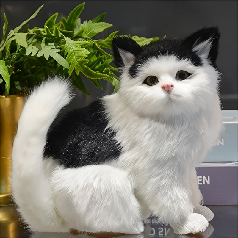 Encantadora Figura de Gato Hecha a Mano - Decoración de Mascota Realista de Pie, Perfecta para el Hogar y la Oficina, Idea de Regalo Única, Ocasión de Año Nuevo, Tema de Anime