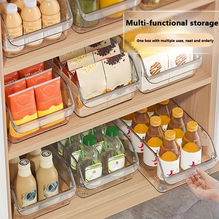 Juego de 9 Cajas Organizadoras Transparentes para Refrigerador con Gran Capacidad, Apilables y Diseño Abierto en Material PET – Multiusos para Frutas, Snacks, Cosméticos y Utensilios en Cajones de Cocina