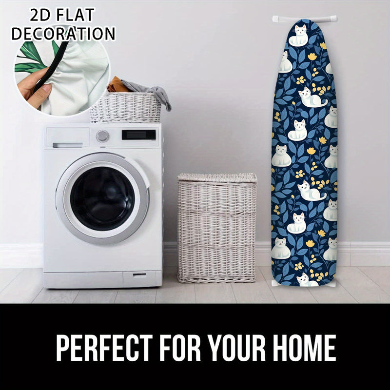 Accesorio de Planchado Decorativo 2D, Funda para Tabla de Planchar con Diseño de Gatos y Borde Elástico - Tamaño Estándar, Ideal para el Hogar o Regalo para Amantes del Artesanato, Accesorios para Lavandería, 1 Unidad (Tabla no Incluida), 2D Plano