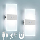 2 Luces de Pared Cálidas/Frías con Sensor de Movimiento, Instalación Magnética Sin Taladro, Carga USB para Dormitorio, Sala de Estar, Pasillo y Escaleras