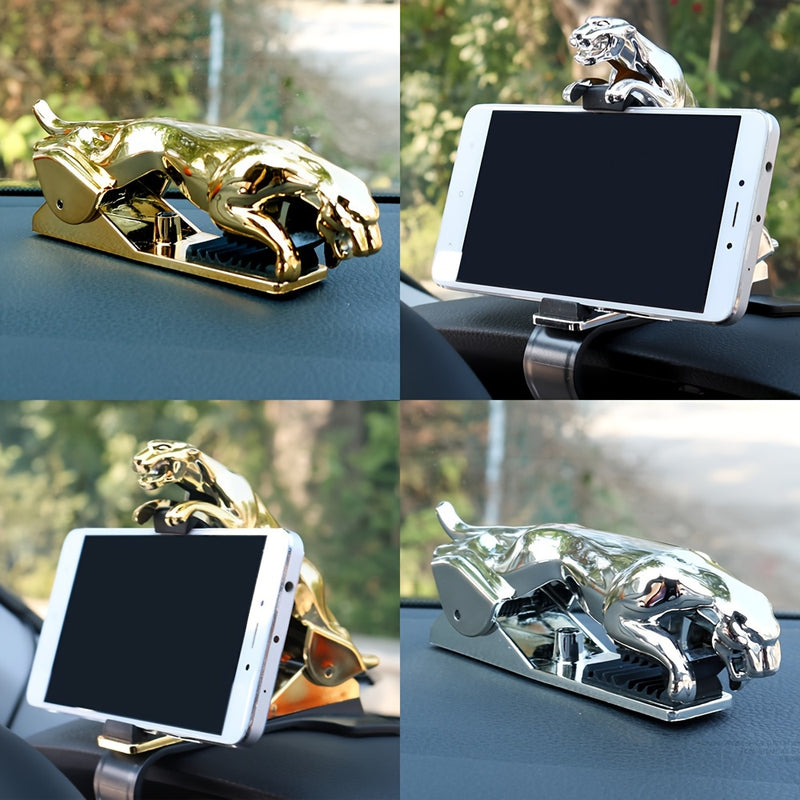 Soporte para Móvil de Coche Leopardo de Dinero - Clip Multifuncional para Tablero de Instrumentos, Soporte de Navegación Estilo Dos en Uno, Adorno Interior para Coche