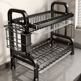 Organizador de cocina de acero inoxidable con sistema de drenaje - Rack multifuncional para platos, tazones y cubiertos - Duradero para servicio de alimentos