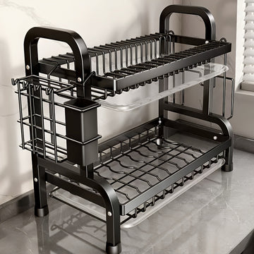 Caja de almacenamiento de cocina de acero inoxidable con sistema de drenaje, multifuncional, para platos, tazones y cubiertos, duradero para servicio de alimentos, 1 unidad