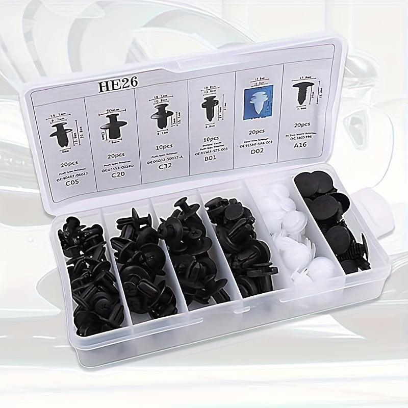 50pcs Remaches de Plástico Negros para Coches - Agujero de 8mm, Clips de Expansión para Molduras de Puertas y Retención de Paneles
