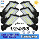 1/2/4/6/8 piezas de luz solar exterior para pared con sensor de movimiento - Energía solar, IP44, resistente al clima, control remoto, batería de litio recargable, cubierta de lente de plástico para jardín, garaje, patio trasero y iluminación de escenari