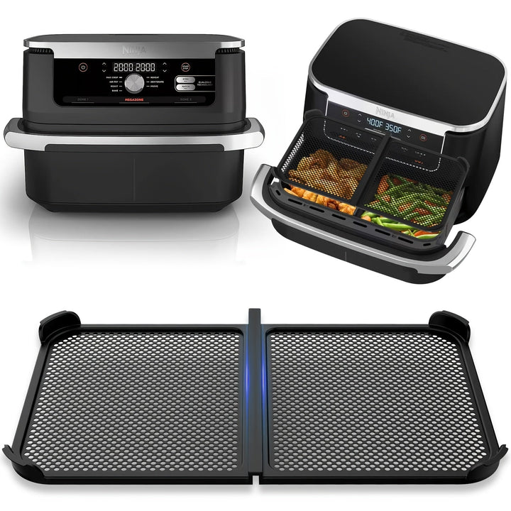 1 pieza de cubierta reutilizable para freidora de silicona contra salpicaduras, placa plegable negra para modelo Ninja AF500, diseño de malla plegable para evitar salpicaduras de aceite, ideal para cocinar y asar, protege eficazmente herramientas de horn