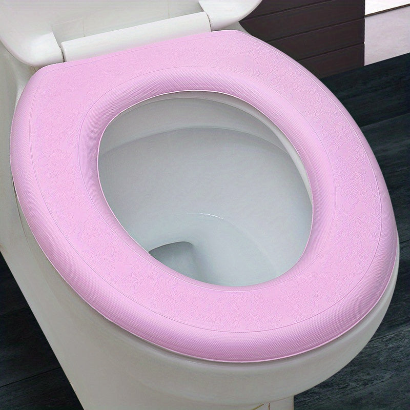 Cubierta de Asiento de Inodoro Suave y Lavable - Impermeable, Alfombrilla de Baño en Forma de O en Morado, Verde, Azul, Rosa, Inodoro, 1pc, Decoración de Regalo de Navidad/Halloween