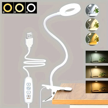Linterna LED Recargable USB con Cuello Flexible 360°, Control de Atenuación Multinivel y Botón Ojo-Cuidado para Videoconferencias, Luz de Escritorio Ahorradora de Espacio para Lectura y Oficina, Luz de Cultivo para Plantas en Interiores