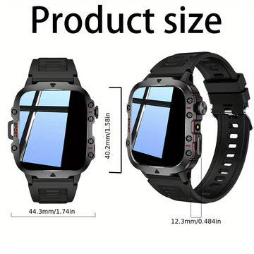 Reloj Inteligente, Pantalla táctil completa de 4,65 cm, Seguimiento de actividad, Pulsera y mensaje, Podómetro, Múltiples modos deportivos, Compatible con iPhone/Android, Estilo simple, Caja de aleación cuadrada, Pulsera de silicona, Accionamiento electr