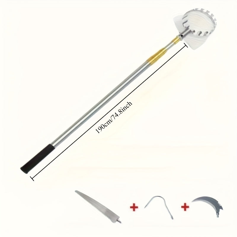 Pulidor de frutas ajustable de alta altitud, herramienta de recolección de frutas de alta altitud con varilla telescópica de acero inoxidable extendida + bolsa de recolección duradera + tijeras de poda + gancho + sierra, combo de recolección y poda multi