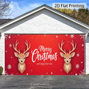 2D Banner de Puerta, 1 Pieza, Banner de Puerta de Renos de Alce Navideño Festivo - Poliéster Duradero, Diseño de Copos de Nieve y Noche Estrellada, Perfecto para Decoraciones Navideñas, Bodas y Celebraciones al Aire Libre, Decoraciones Navideñas