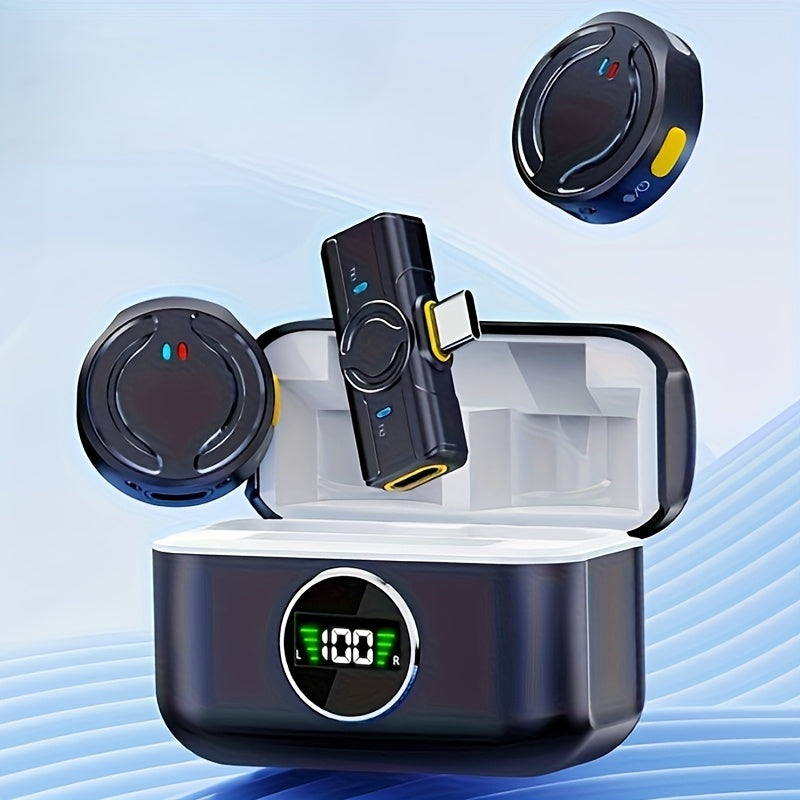 Micrófono redondo inalámbrico mini, micrófono de solapa con doble sujeción magnética, transmisión estable, doble reducción de ruido, ideal para entrevistas, vlogs, transmisiones en vivo, videoconferencias y YouTube/TikTok