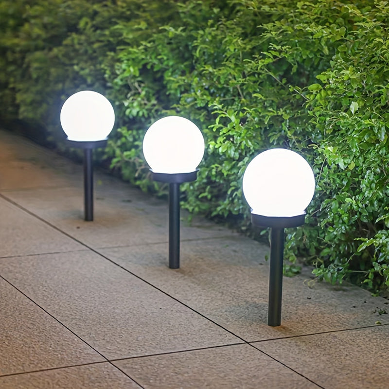 Luces de jardín de bola LED solares - Adecuadas para caminos, patios, terrazas, césped y patios. Iluminación exterior para paisajes. Plástico duradero, encendido/autoapagado, iluminación de acento para césped. Luz exterior moderna. Luces solares.