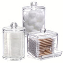 3 Piezas de Tarros Acrílicos Transparentes con Tapas – Organizador para Maquillaje, Baño y Hogar, Diseño Multicompartimento para Fácil Ordenación, Solución de Almacenamiento Elegante | Contenedores de Material Acrílico Claro