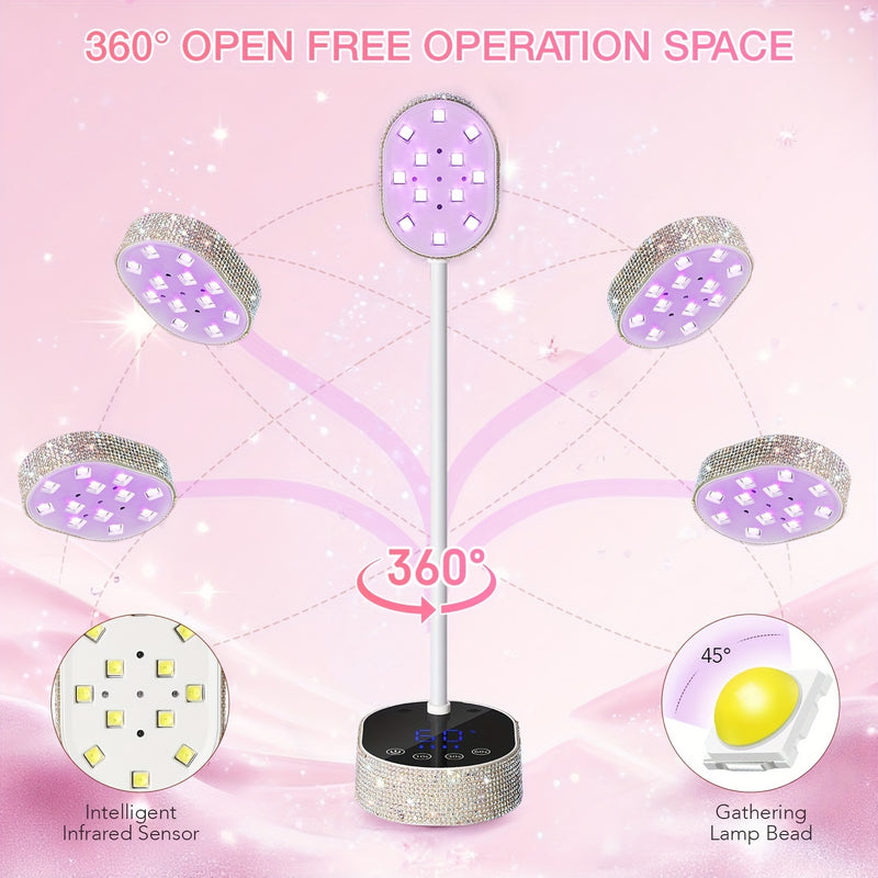 Linterna Portátil de Uñas con Pantalla Táctil - Luz Ultravioleta Recargable para Gel, Diamantes Brillantes, Sensor Infrarrojo Inteligente, Carga USB, Regalo de Cumpleaños para Mujeres, Herramientas de Manicura