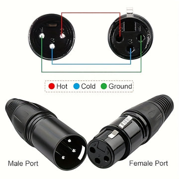 5 pares de conectores de cable de micrófono XLR DMX 3 pines - Masculino a femenino, enchufe en forma de serpiente para conexión de audio, construcción duradera de hierro, no cargado, acabado de soldadura, ideal para actuaciones en vivo y grabación, conec