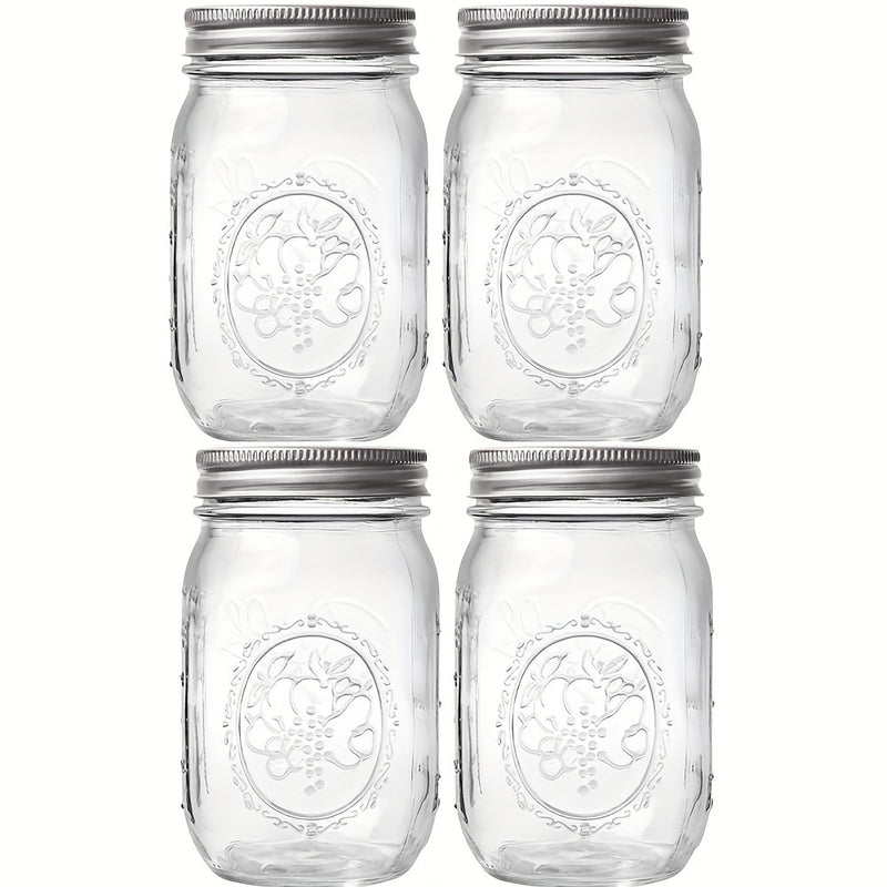 250/500/730ml/1000ml 2 Piezas Tarros de Vidrio con Tapas Redondas Reutilizables, Recipientes Portátiles Transparentes para Enlatar, Fermentar, Conservar Frutas, Avena Nocturna, Mermelada y Snacks, Accesorios y Contenedores de Cocina