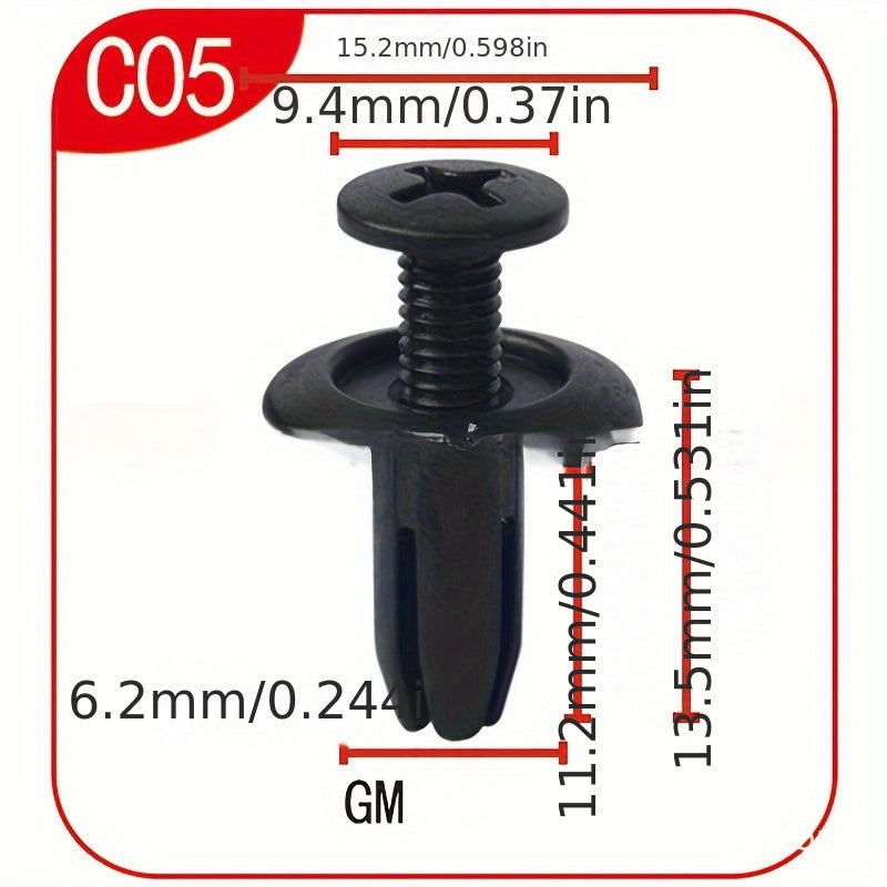 50pcs Remaches de Plástico Negros para Coches - Agujero de 8mm, Clips de Expansión para Molduras de Puertas y Retención de Paneles