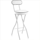 1pc Silla de bar plegable contemporánea, tapizada en cuero con relleno, estructura metálica, respaldo sólido, relleno de esponja, fácil de limpiar, diseño plegable para pisos duros, no requiere electricidad ni batería