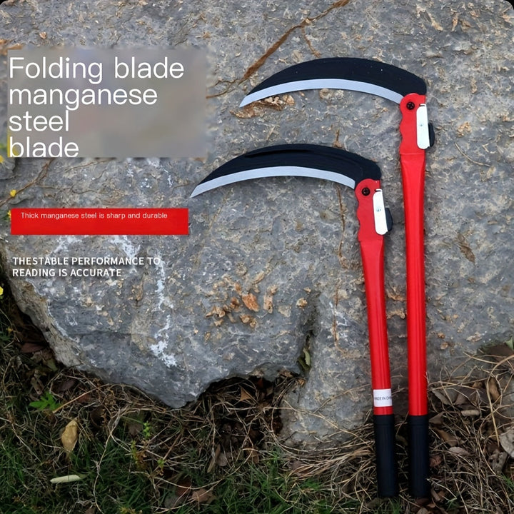 Tijeras de jardín plegables portátiles de metal de alta resistencia - Mango ergonómico rojo y negro para césped, jardín, trigo, arroz, corte y cosecha de granos de trigo, tijeras de jardín plegables, diseño ergonómico, construcción sólida