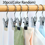 30pcs Clips de Acero Inoxidable para Ahorrar Espacio - Organizador Versátil para Sombreros, Zapatos, Pantalones | Solución de Almacenamiento Duradera y Portátil para Armario con Diseño Elegante