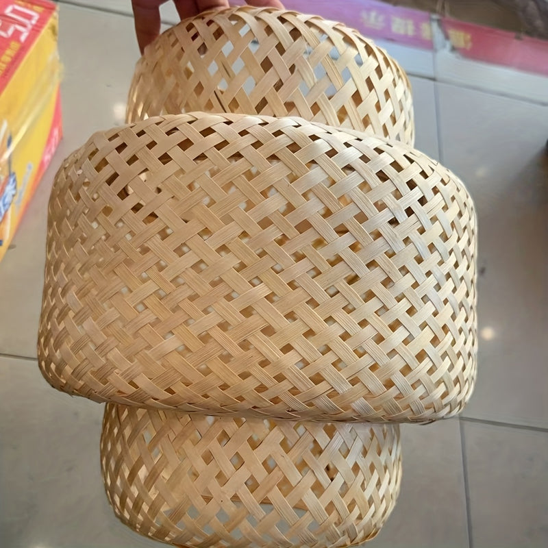 Sombrilla de lámpara tejida en bambú estilo chino para sala de té de hotel, adecuada para reemplazar la sombrilla antigua E26/E27