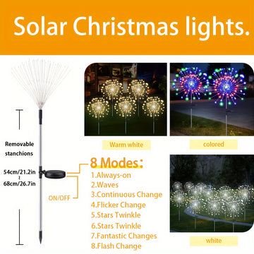 8 Modos de Iluminación para Exteriores, Luces Solares de Fuegos Artificiales, Patio, Jardín, Decoración de Iluminación para Exteriores Villa Eid Al-Adha Mubarak