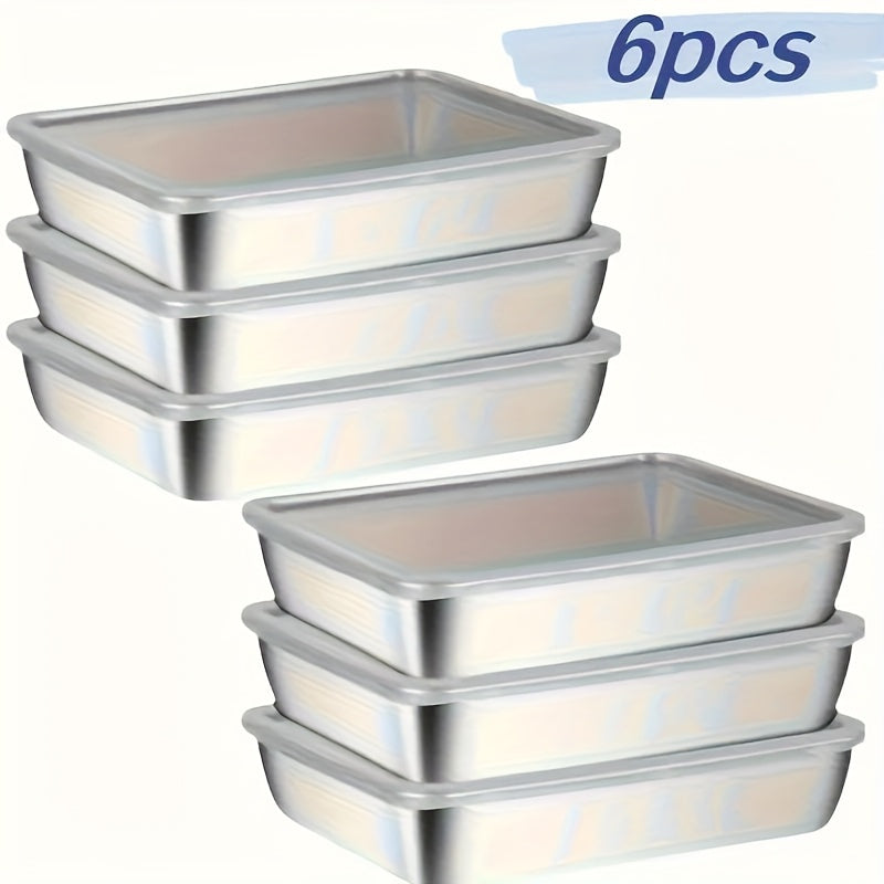 6pcs/8pcs Contenedores Herméticos de Acero Inoxidable para Alimentos | Apto para Congelador | Juego Apilable para Ensaladas y Frutas