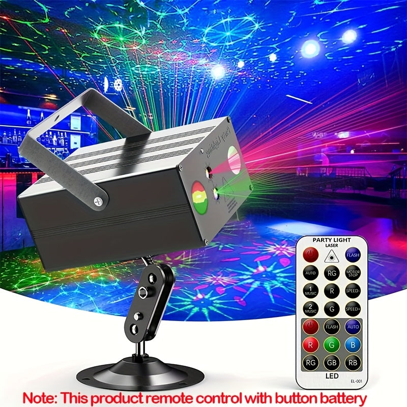 1pc luz láser cuadrada, luz de discoteca, luz de fiesta, luz de escenario, control por voz con control remoto, enchufe USB, para fiestas, bodas, cumpleaños, clubes, familias, kTv