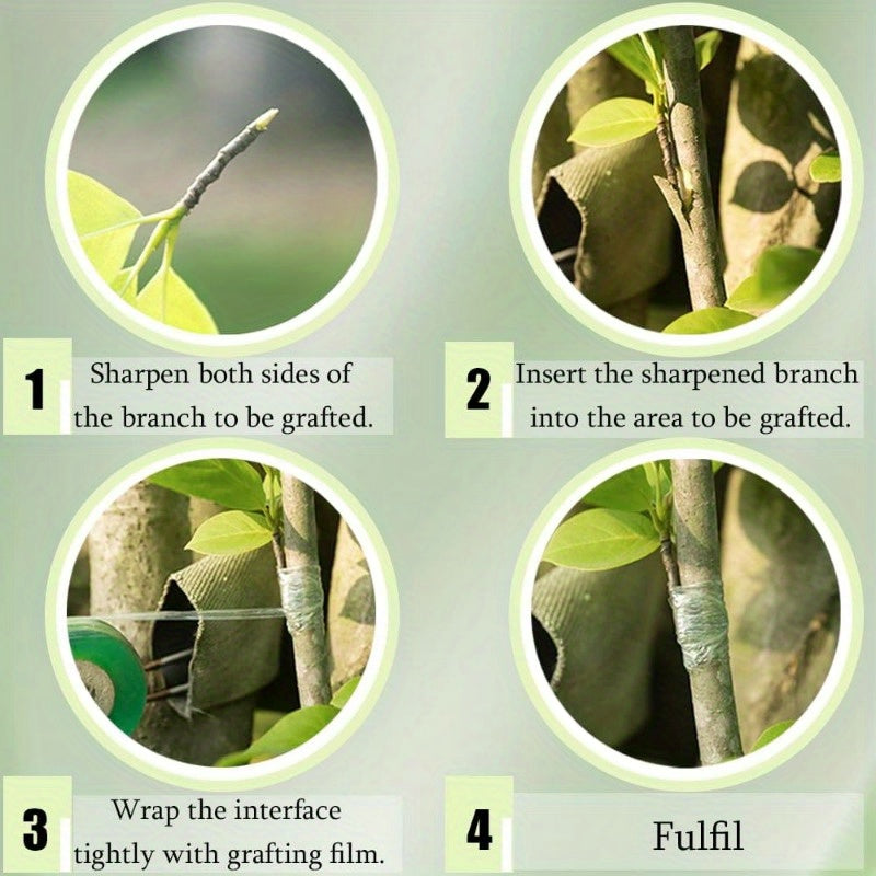 4 piezas de Cinta Autoadhesiva para Injerto de Plantas - Cinta Transparente Estirable de PVC para Vivero y Ramas de Árboles y Plántulas | Duradera, Sin Necesidad de Herramientas, Resistente al Clima